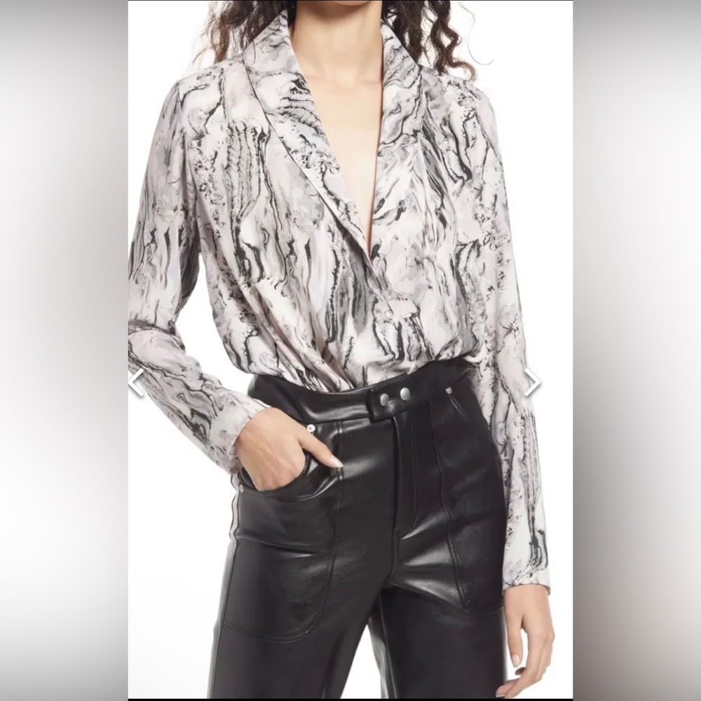 🔥Open Edit Wrap Bodysuit in Gray Purple Wax Marble🔥  NWT
